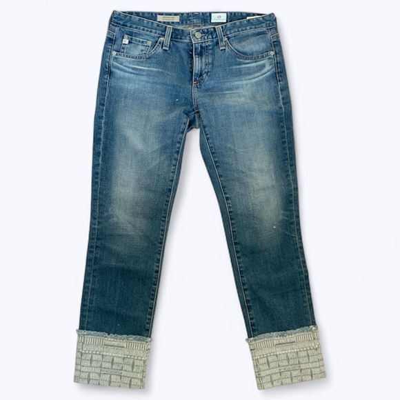 AG Stevie Embroidered Cuff Mid Rise Slim Fit Straight Jeans SZ 27 - Picture 3 of 14